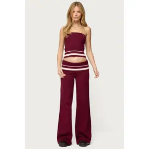 Kaliya Stripey Foldover Knit Pants