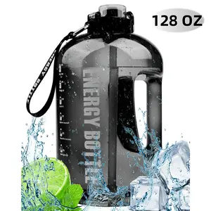 1 Gallon Water Bottles,128 oz Motivational Time Marked Water Bottle With Straw,BPA Free,Leak Proof Sports Water Bottle