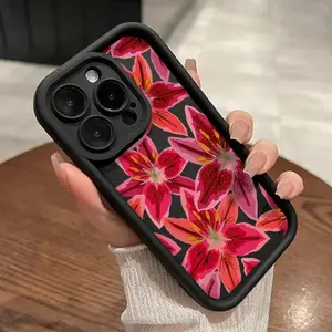 Lily Cute Colourful Flowers Pattern Phone Case for iPhone 17 Pro Max 16 Plus 15 14 13 12 11 & Samsung S26 Ultra S25 Plus S24 S23 S22 S21 Shockproof Drop Protection Rugged Durable Silicone Cover Protective Smartphone Casing