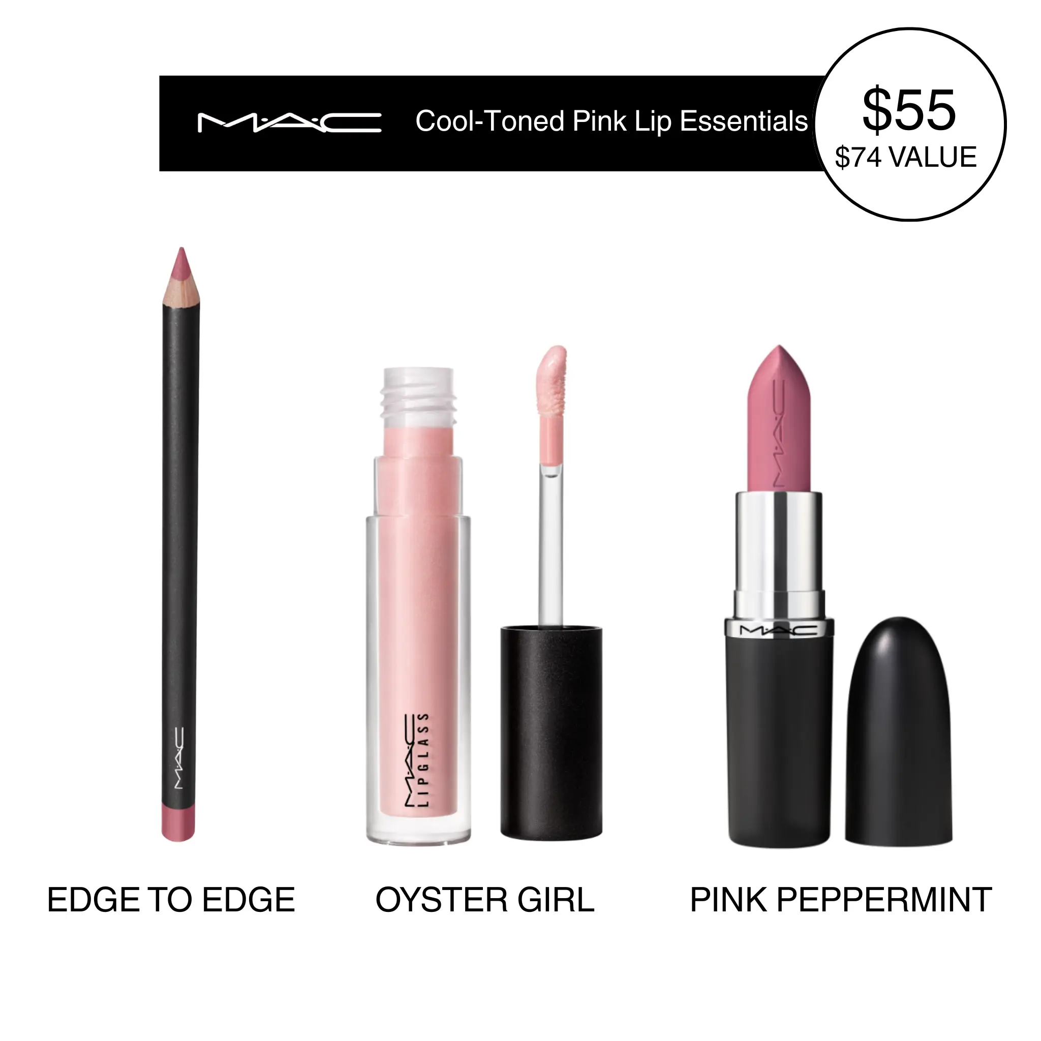MAC Cool-Toned Soft Pink Lip Trio MAC Cool-Toned Soft Pink Lip Trio