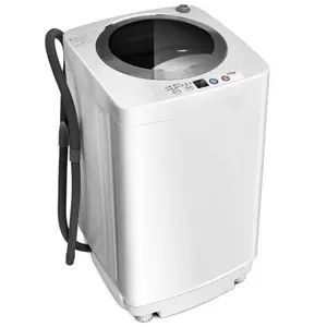 COSTWAY Full-Automatic Portable Washing Machine, W/LED Display, Drain Pump, Compact Laundry Washer and Dryer Combo for Home, Dorm, Apartment, RV, Camping