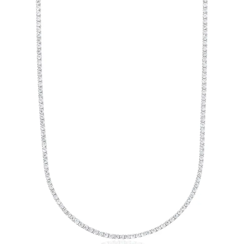 GLD Micro Tennis Necklace | 14k White Gold - Gold Plated, CZ Diamond Stones, Chain Lengths 16-28" | Perfect Gift