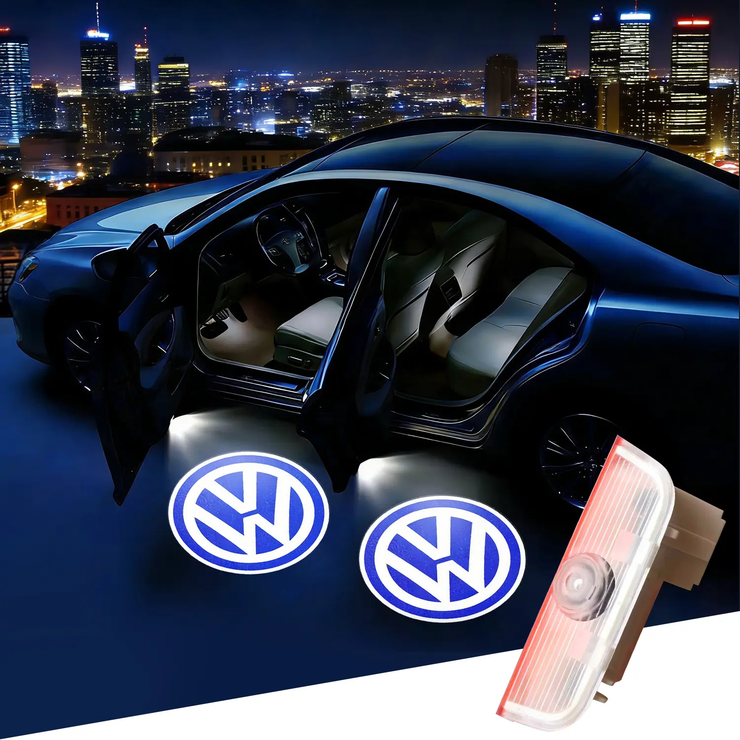 2 PCS Never Fade HD Car Door Lights Logo Projector，Ghost Shadow Puddle LED Lamp Fit For Volkswagen Golf 5 6 7 Passat B6 B7 for Jetta MK5 MK6 MK7 CC Eos