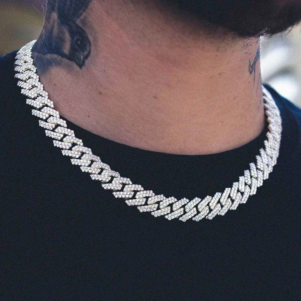 Diamond Prong Link Chain in Yellow Gold - 12mm - Perfect Mother's Day Gift