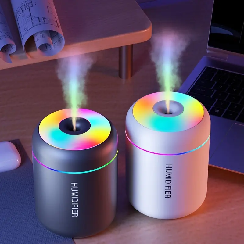 Portable USB Humidifier 180ML with Colorful Lights, Led Lights, Car and Home Use, Abs Material, Push Button Control, Dc5v Power Consumption