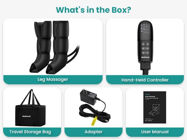 Nekteck Leg Massager for Circulation and Pain Relief, Air Compression Leg and Foot Massager, to Relieve Pain Swelling Edema, Edema RLS with 6 Modes & 6 Intensities, Relaxation Gifts for Mom Men Women Dad Wife Friend