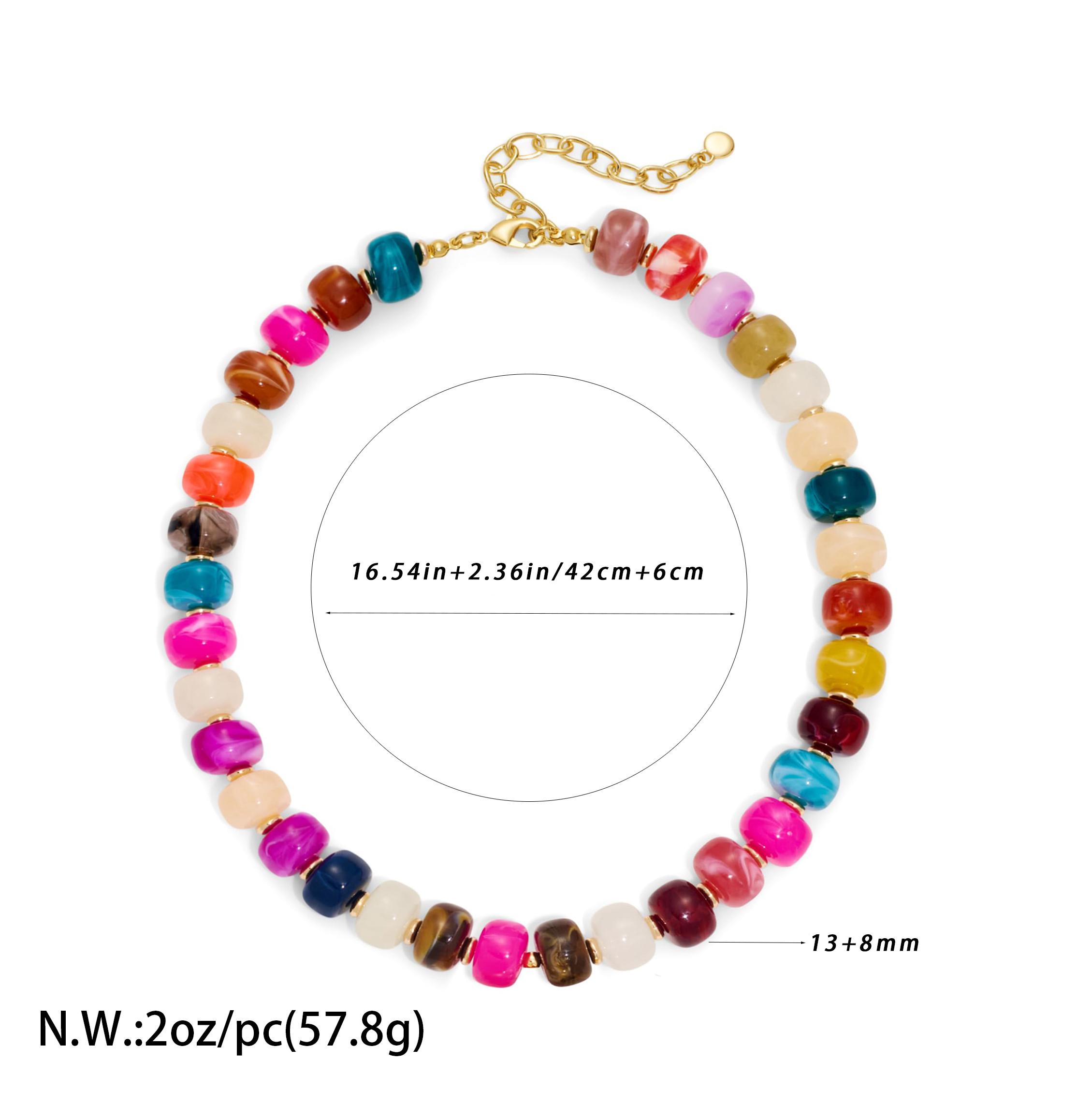 MIAZQ Dopamine Chunky Colorful Resin Bead Statement Necklace for Women Summer Beach Jewelry MIAZQ Dopamine Chunky Colorful Resin Bead Statement Necklace for Women Summer Beach Jewelry