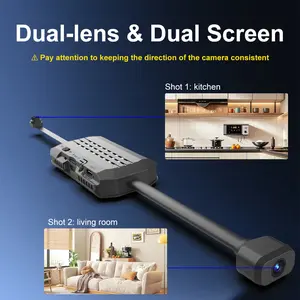 4K HD mini camera with dual lenses and dual screens, no WiFi or power required (SIM card included), 4G LTE cellular network security spy camera, ultra-wide-angle lens, AI motion detection, and night vision function.
