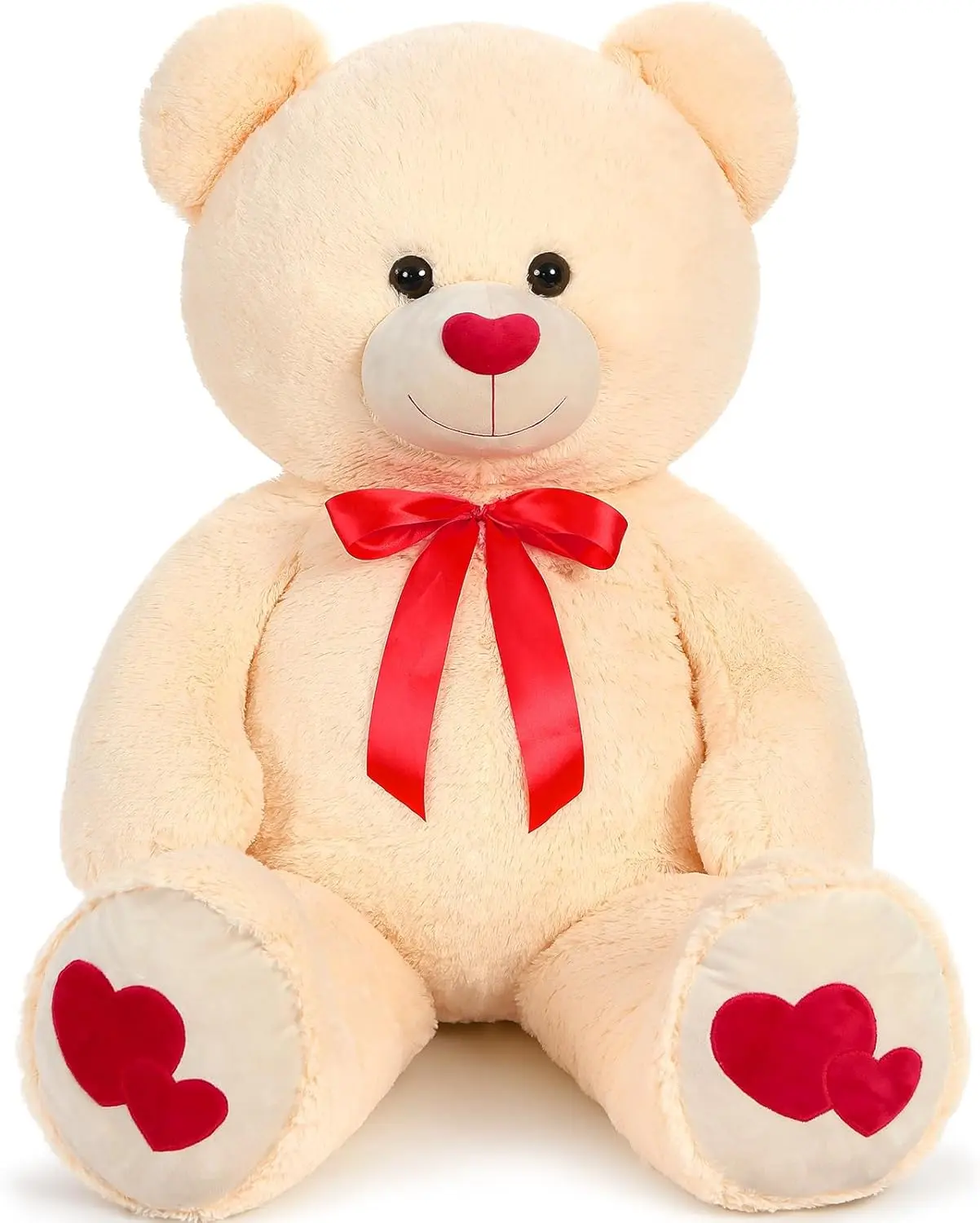 Giant Teddy Bear Plush 47",Big Teddy Bear Stuffed Animal with Heart Footprints and Heart Nose,4ft Large Valentines Bear for Girlfriend,Wife,Lover-Anniversary, Birthday,Long Distance