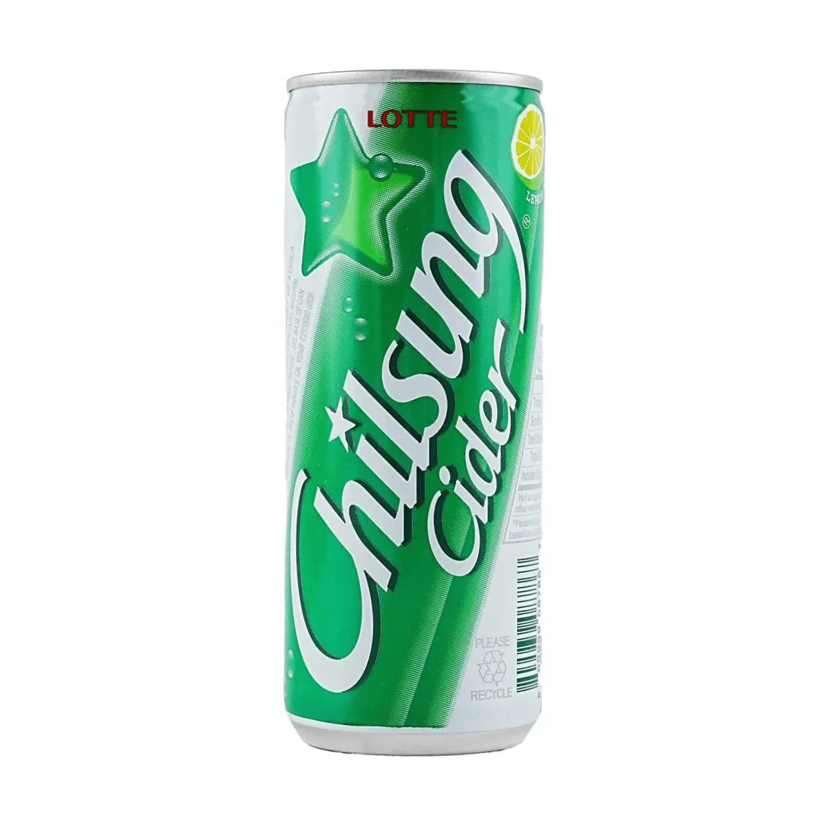LOTTE Chilsung Cider Ice Lemonade Soda - 250ml Can, Refreshing Korean Sparkling Drink