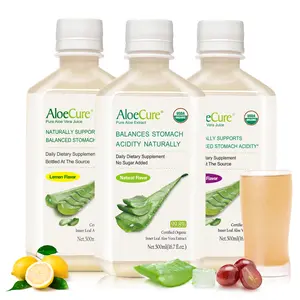 AloeCure Organic Aloe Vera Juice - 3 Bottle Sample Pack - Lemon, Grape, Natural Flavor - 3x500ml