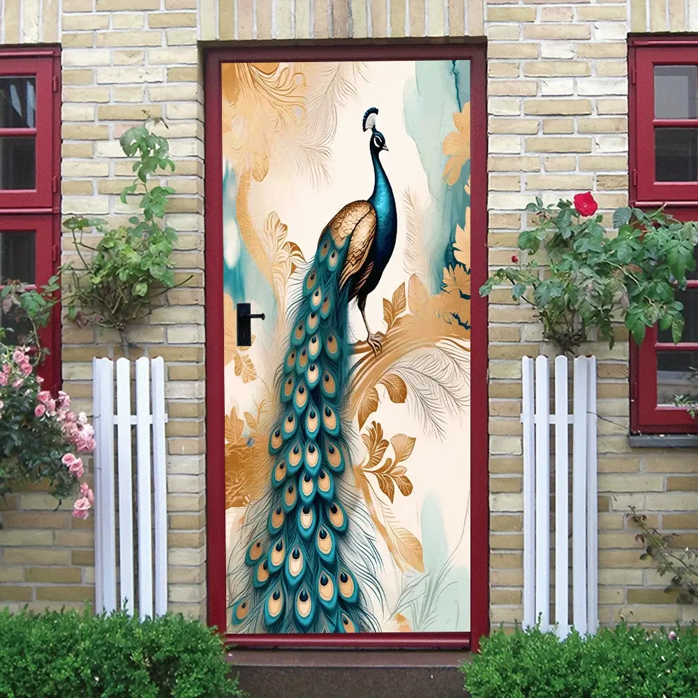 2 Peacock Wall Stickers for Living Room Decoration Home Decor Self Adhesive Removable Modern Simple Phoenix Feather Bedroom Background Wall Art Corridor Passageway Wall Decor Stickers Waterproof Eco Friendly Reusab
