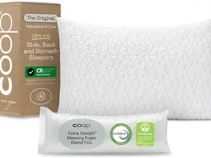 Coop Home Goods Original Adjustable Pillow, Queen Size Bed Pillows for Sleeping, Cross Cut Memory Foam Pillows - Medium Firm Back, Stomach and Side Sleeper Pillow, CertiPUR-US/GREENGUARD Gold