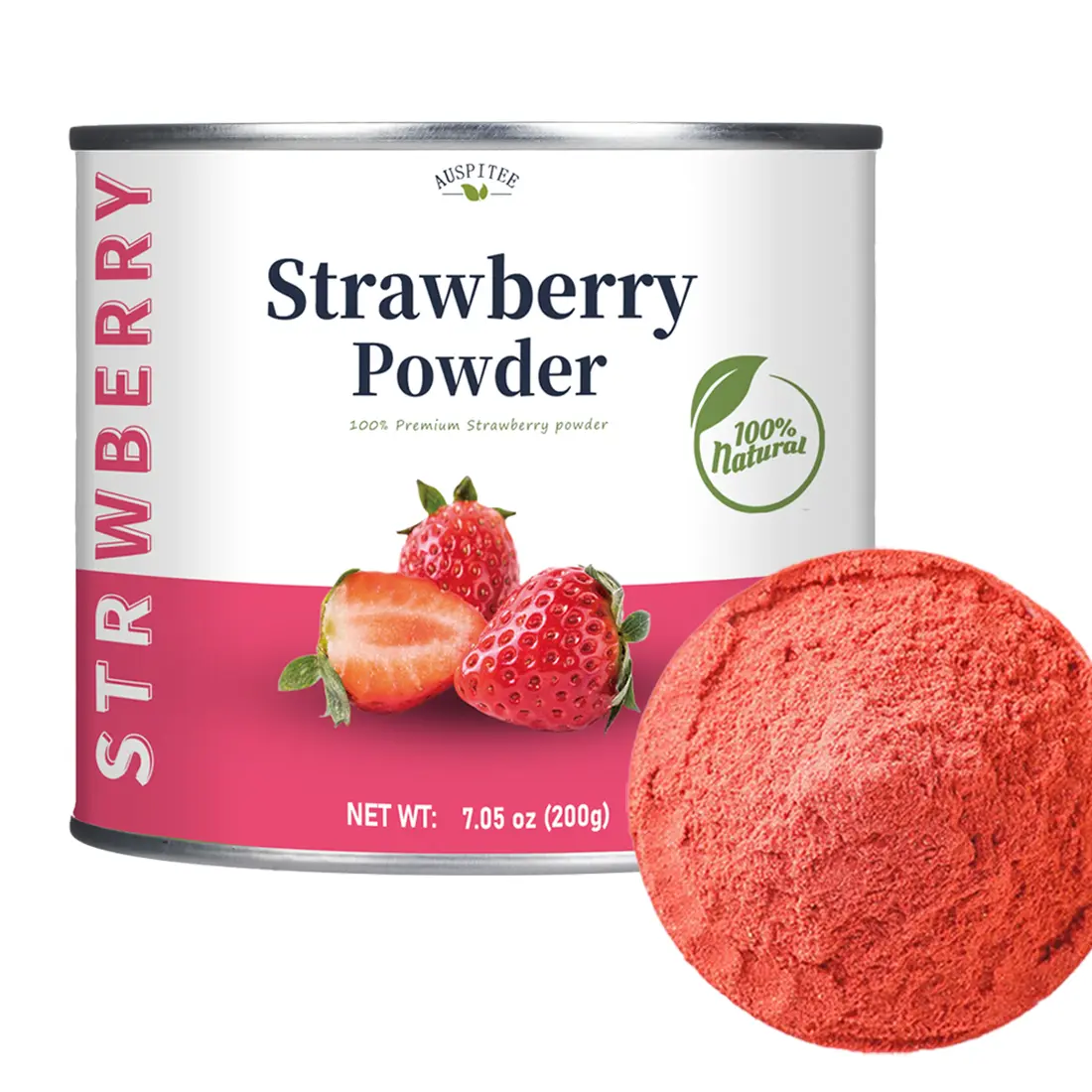 ULTHMOK Strawberry Powder 200g 7.05oz Fruit Powder Freeze-Dried Source for Drinks Smoothie Beverages
