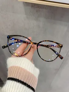 1pair Women Anti Blue Light Tortoiseshell Fashion Versatile Eyeglasses, Pc Frame Eyewear, For Daily Life Clear Glasses Accessories Glasses Accessories For Women