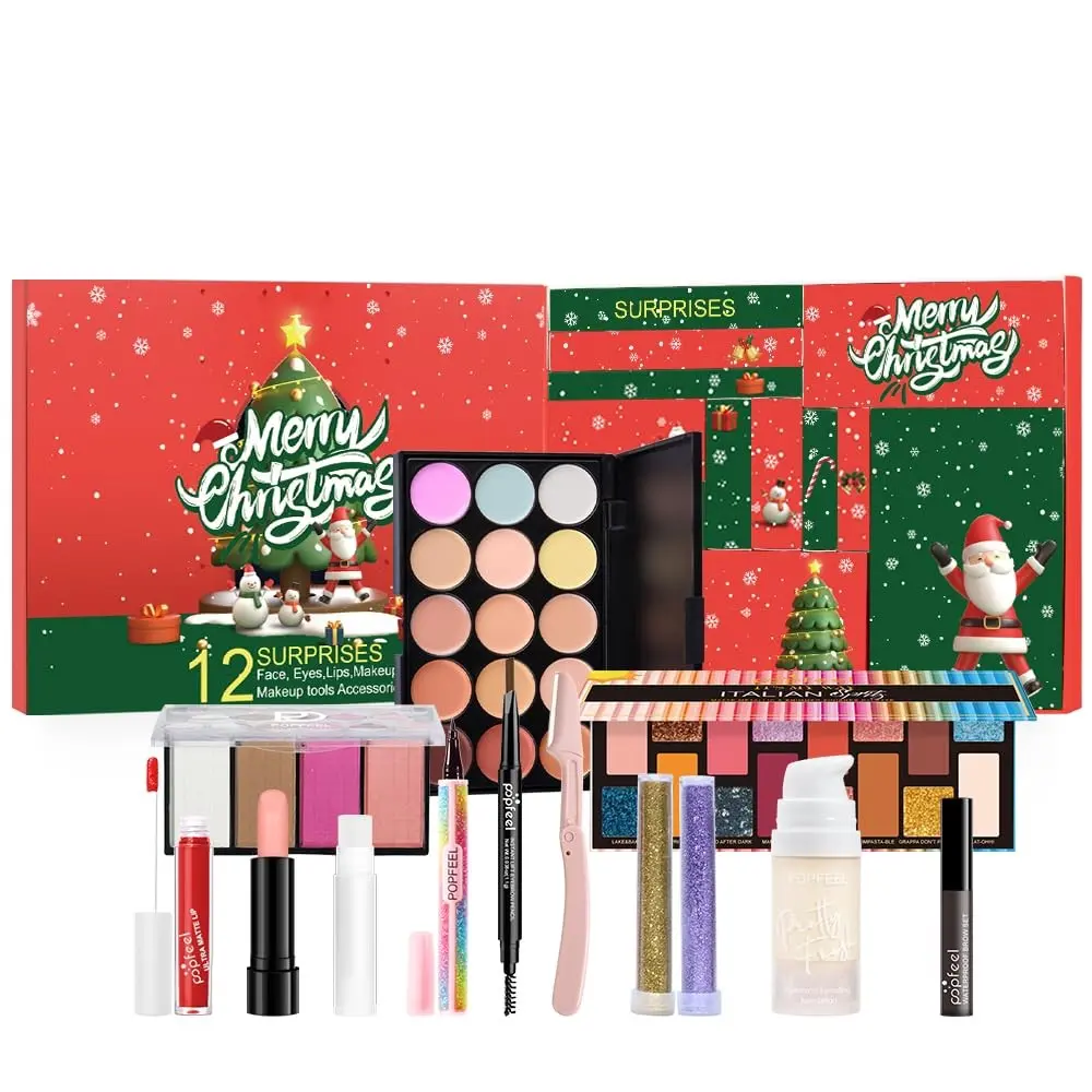 Makeup Advent Calendar 2025, 12 Days Makeup & Cosmetic Surprises Christmas Calendar Countdown Gift For Women, Make up Advent Calendar Gift Set For Girls Teens