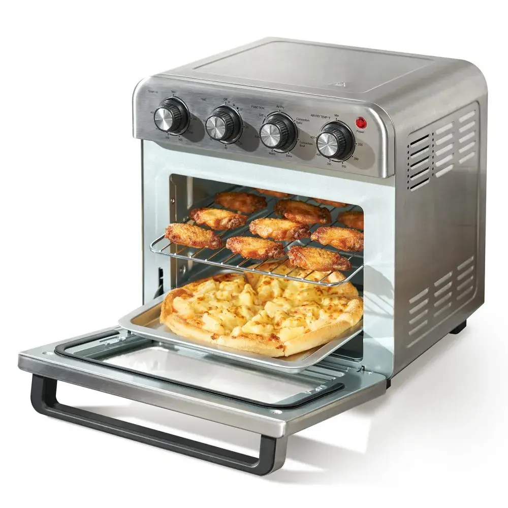 【Summerfinds】VEVOR 7-IN-1 Air Fryer Toaster Oven,  18L Convection Oven, 1700W Stainless Steel Toaster Ovens Countertop Combo with Grill, Pizza Pan, Gloves, 6 Slices Toast, 10-inch Pizza, Home and Commercial Use