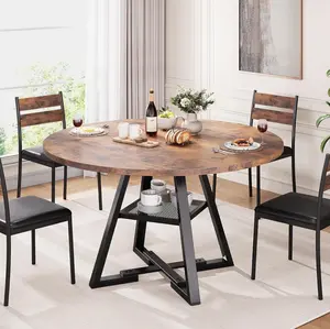 Jocoevol Furniture Round Dining Table, only table,room table 47 Inch Wooden Kitchen Table for 4 with Storage Shelves for Home, Kitchen, Living Room, Offic