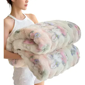 Faux Fur Blanket - Thick Warm High-End Polyester Fiber Mink Velvet Double-Sided, Whimsical Art Animal Prints, Multi-Size Office Nap Shawl