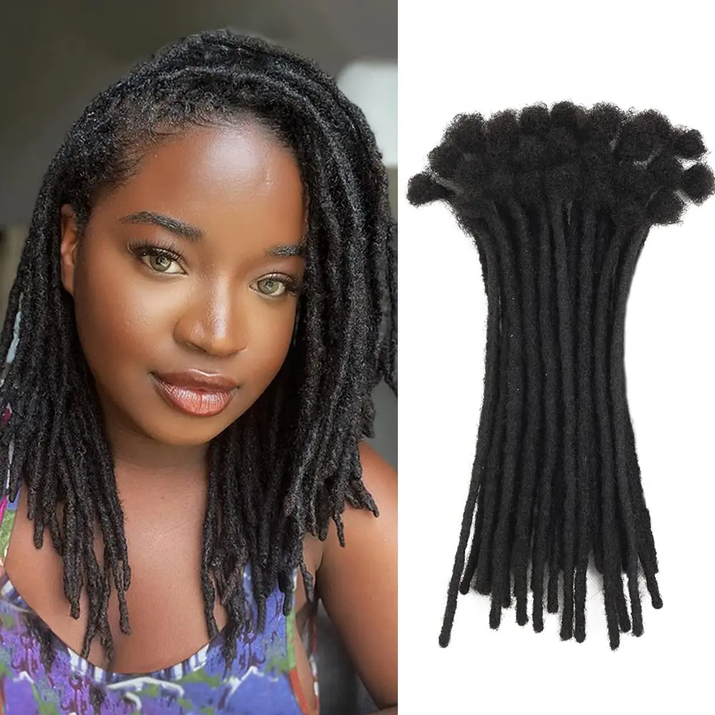 Loc extension Real natural Human Hair Dreadlock Extensions | Dyeable & Bleachable | 0.4-0.8cm Width | 6-14 Inches | Perfect for locrepair add Length & Thickness Boost basic style