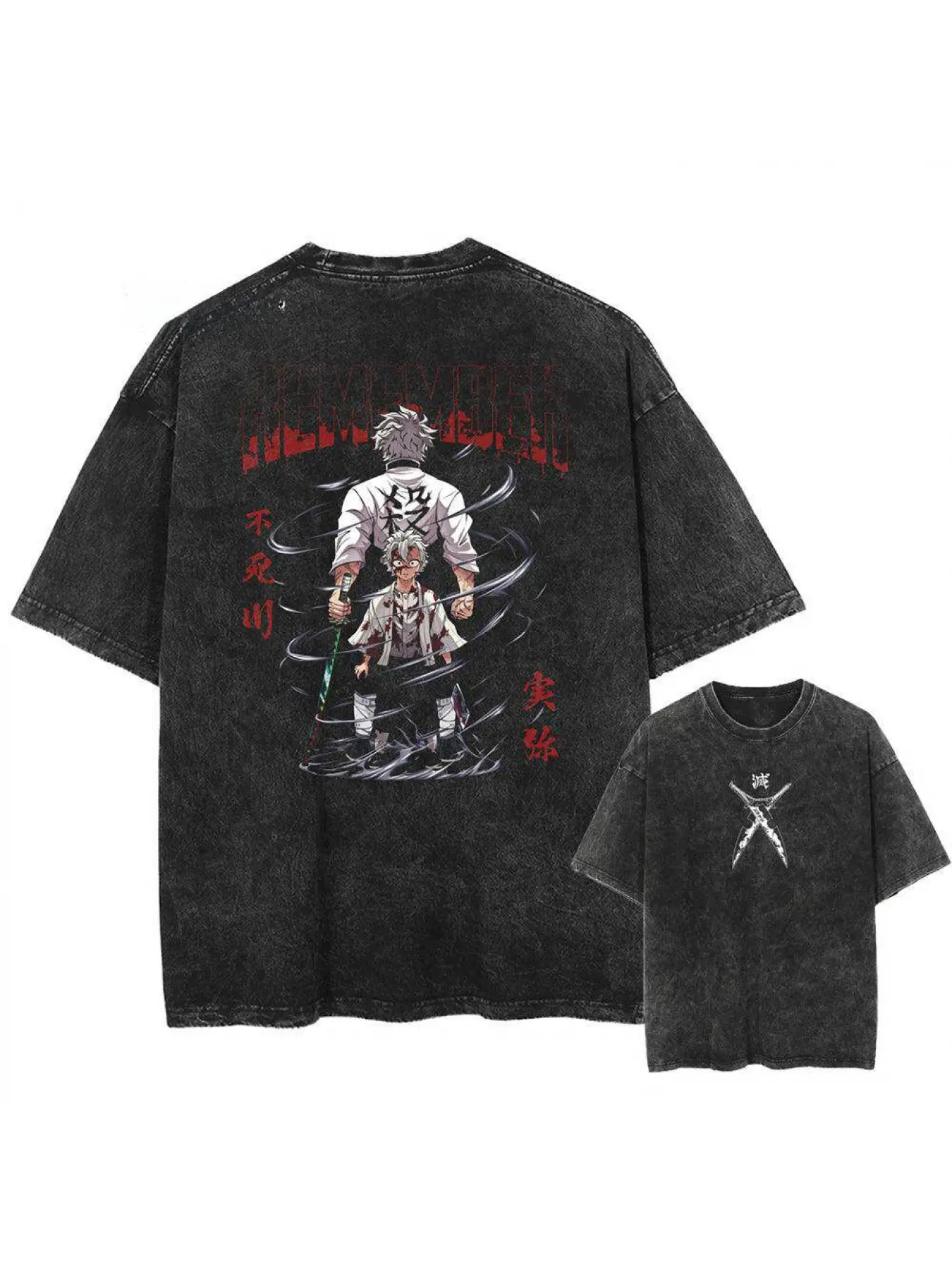 Sanemi Shinazugawa Anime Graphic Tee, Wind Hashira Streetwear T-Shirt, Vintage Washed Top, Cool Shirts,Graphic Washed Oversized Tees for Men & Women,Summer Round Neck Short Sleeve ,Sports Shirt,Workout T-shirt