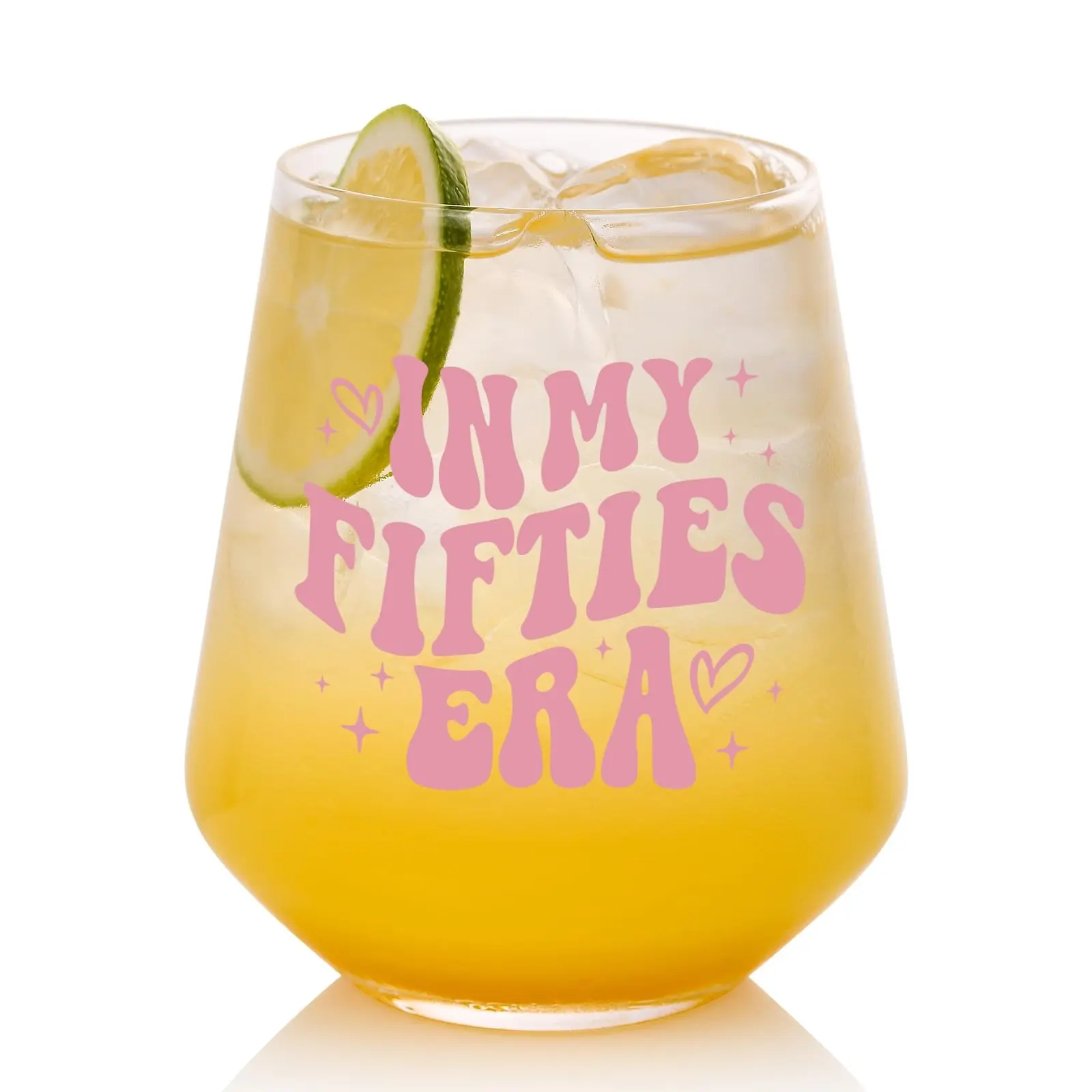 In My 50s Era Wine Glass - 50th Birthday Gifts For Women - Kitchenware Drinking Glasses