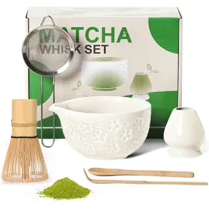 Matcha Whisk  Set Kit:  Matcha Kit - Ceramic Bowl  Whisk Chasen Holder spoon Measuring Scoop Sifter - Traditional Practical for  Ceremony Breakfast Lattes -  Kitchen Christmas