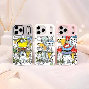 classic cartoon SpongeBob SquarePants Phone Case Anime Print Anti-Yellowing Clear Jelly iPhone 17-12 Case | Soft TPU Shockproof Scratch-Resistant | Ultra Slim Lightweight Trendy Anime Designs | Daily Travel Work Use