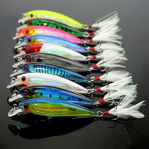 10PCS Minnow Fishing Lures Kit Fishing Lure Set Artificial Fishing Lure Minnow Lures Minnow Crank Bait Fishing Tackle Hooks Topwater Baits for Bass Trout Saltwater/Freshwater
