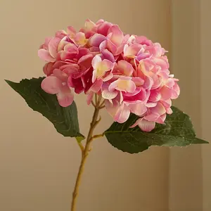 5pcs Stunning Two-leaf Hydrangea Bouquet - Perfect for Families, Weddings and Parties - Realistic Flowers with Summer Embellished Stems