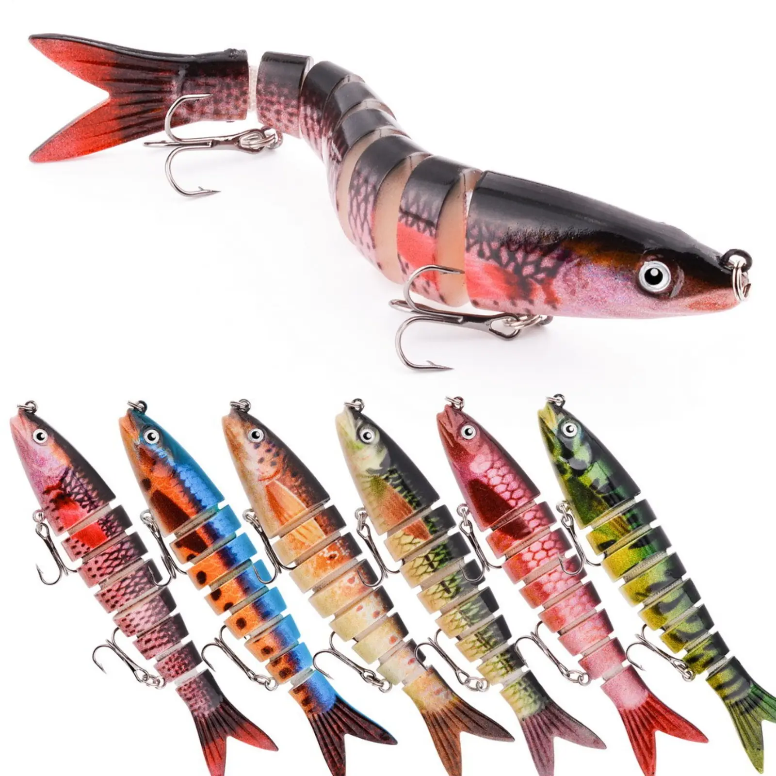 Lifelike Multi-Jointed Hard Swimbait Lure Set - Slow-Sinking Segmented Fishing Tackle, Outdoor Fishing Equipment for Bass & Pike, A, Fishing Lures Kit, Angling Supplies