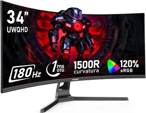 34 Inch Ultrawide Curved 165/180Hz Gaming Computer Monitor,1500R PC Screen 21:9 UWQHD (3440x1440),120% sRGB,Adaptive Sync,178° Viewing Angle,Display Port、HDMI,Compatible with Wall mounting -Black