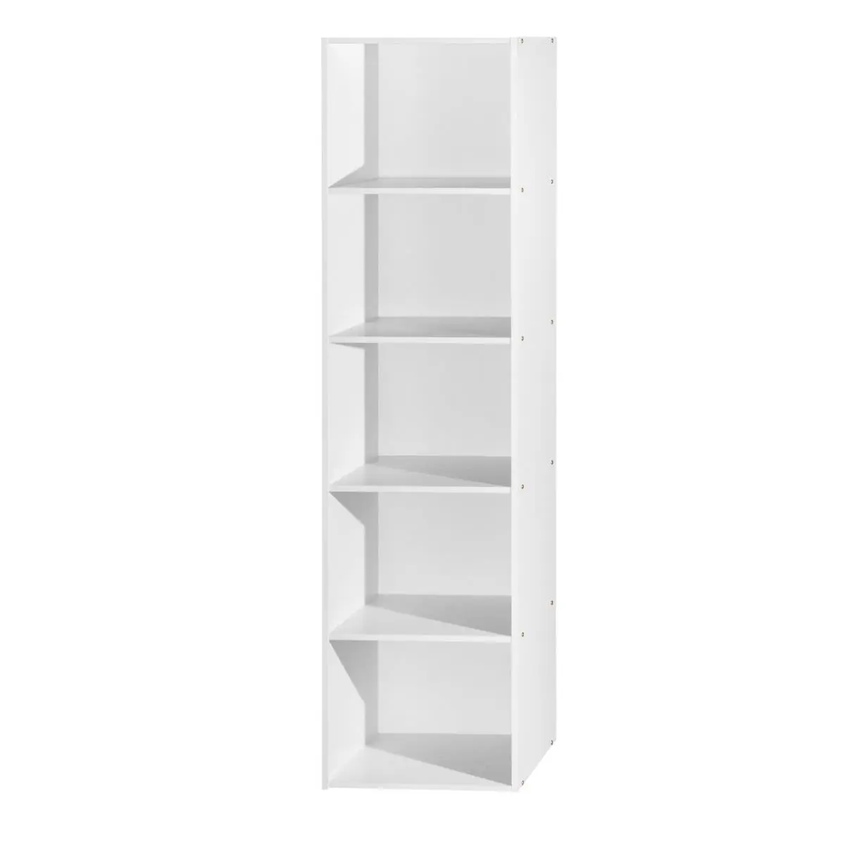 212 MAIN 5-Shelf Slim Wood Bookcase - Open Shelves, Stackable, White, 59.06x11.77x15.91 in, Commercial Office Furniture, Bookshelf Book Rack