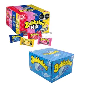 Bubbaloo Mix 4-Flavor (70 Pieces)  and Mint (47- pieces)Liquid-Filled Center Bubble Gum, Mexican Candy, Dulces Mexicanos, Flavors Fresa, Mora Azul, Banana, and Tutti Frutti