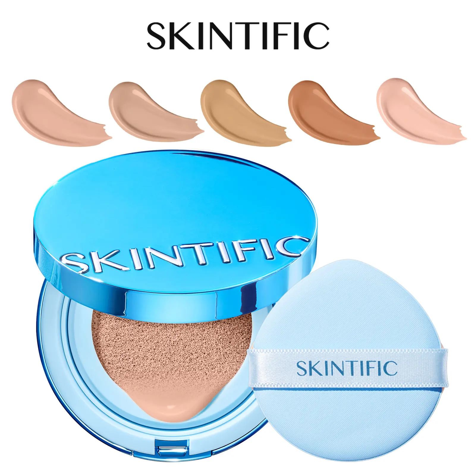 [US Drop] SKINTIFIC Velvet Matte Cushion Foundation US Exclusive Shades | Blue Ultra Cover Powder, 12H Oil Control, Waterproof, Long-Lasting, Korean Cushion Makeup