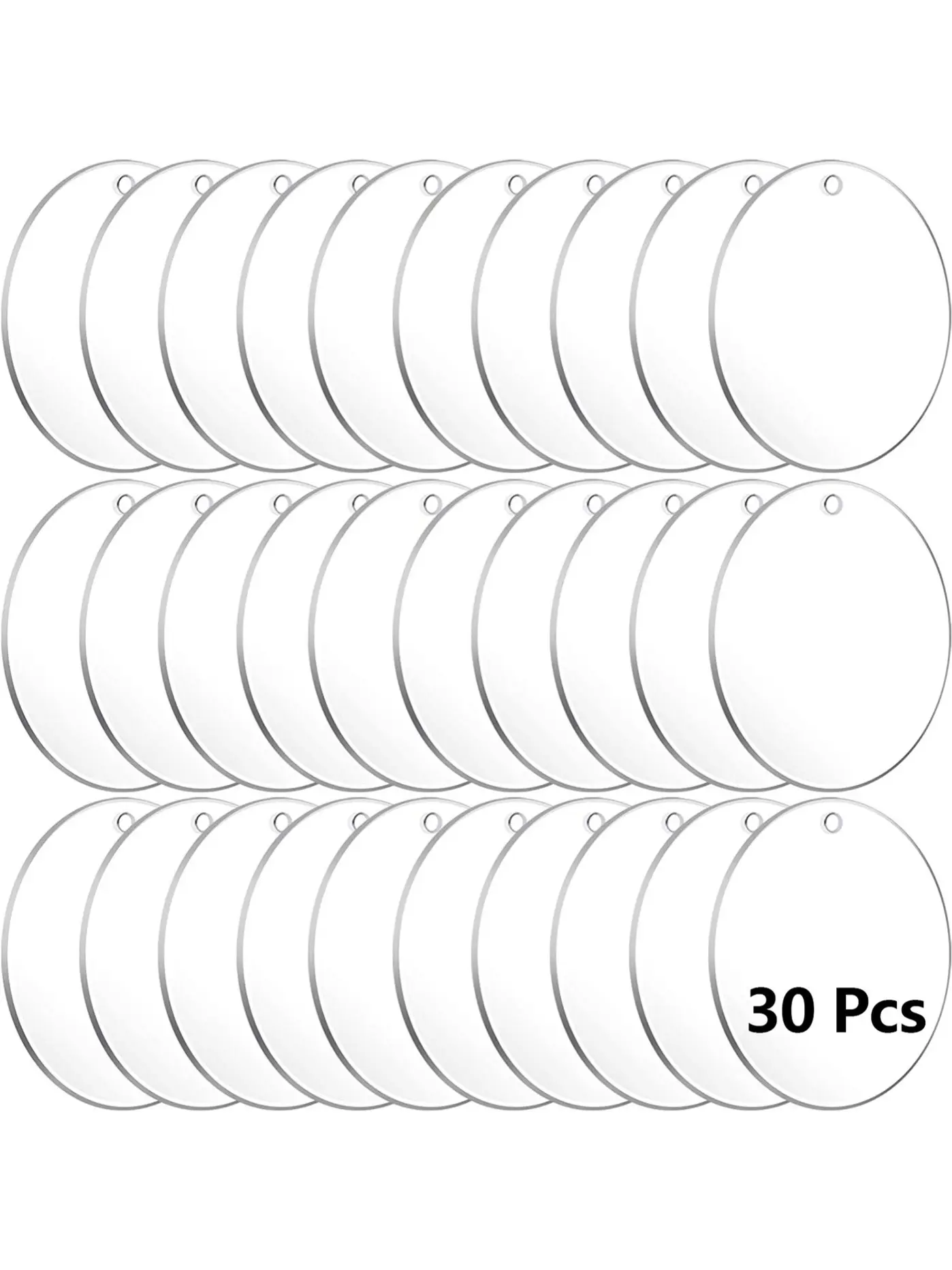 Acrylic Keychain Blanks, 30 Pieces Transparent Round Acrylic Discs with Holes, DIY Keychains, Keychain Accessories, Keychain Jewelry & Handmade Projects, Vinyl Material