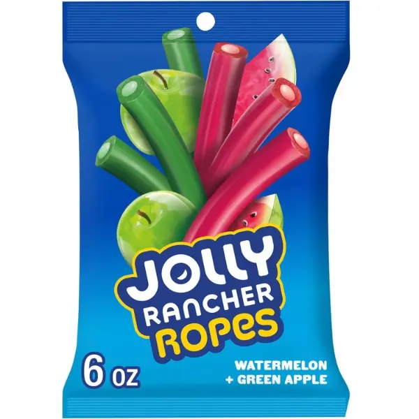 Ropes Watermelon and Green Apple Flavored Candy Bag, 6 Ounce