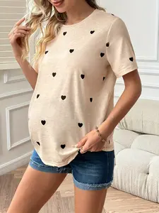 Maternity T-shirt, casual base shirt, short-sleeved top, comfortable summer maternity wear, spring and summer style, women's shirt, Pregnancy Clothes, Maternity Clothing
