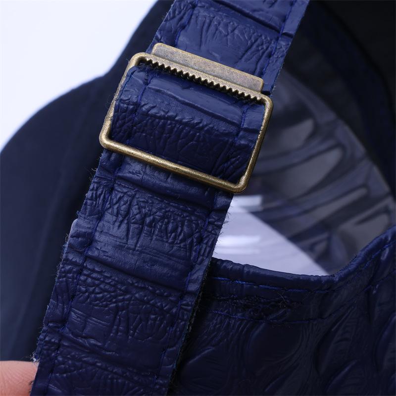 Spring Collection Premium Leather Baseball Cap with Crocodile Pattern PU Duckbill Cap - Street Style Hip Hop Sun Cap