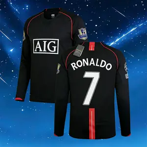 2007 2008 Away Black C7 Long Sleeve Vintage Soccer Jerseys