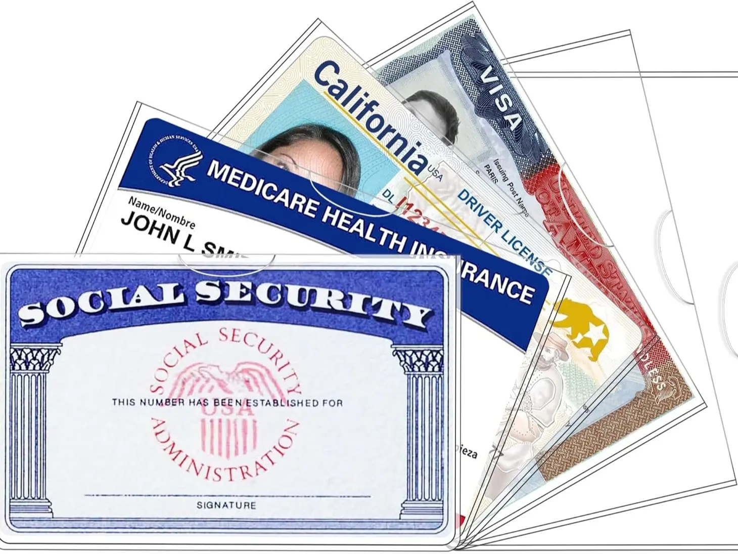6 Pack Social Security Card Holder Protector Sleeve，New Medicare Card Protector Sleeve/Credit Card Holder, SSN Card Protector