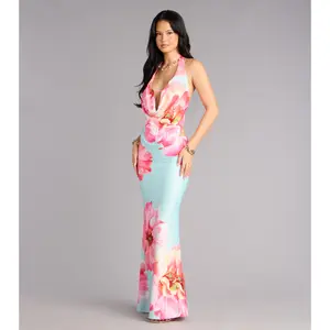 Bold Confidence Floral Print Cowl Neck Maxi Dress