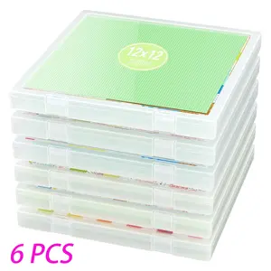 12 x 12 Paper Storage 4 Pack Hard Plastic Organizer for Board Game Craft Art Supplies Home Office Accessories Durable PP Material Snap-tight Latches Design