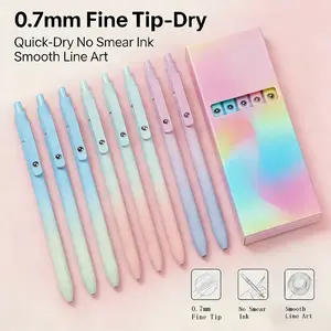 Colorful Gel Pens, 5 Pcs 0.7mm Quick-Dry Black Ink Fine-Point Smooth No-Smear Writing Pens - Cute School Office Stationery for Bible Study, Daily Use - Christmas Gifts for Girly Students