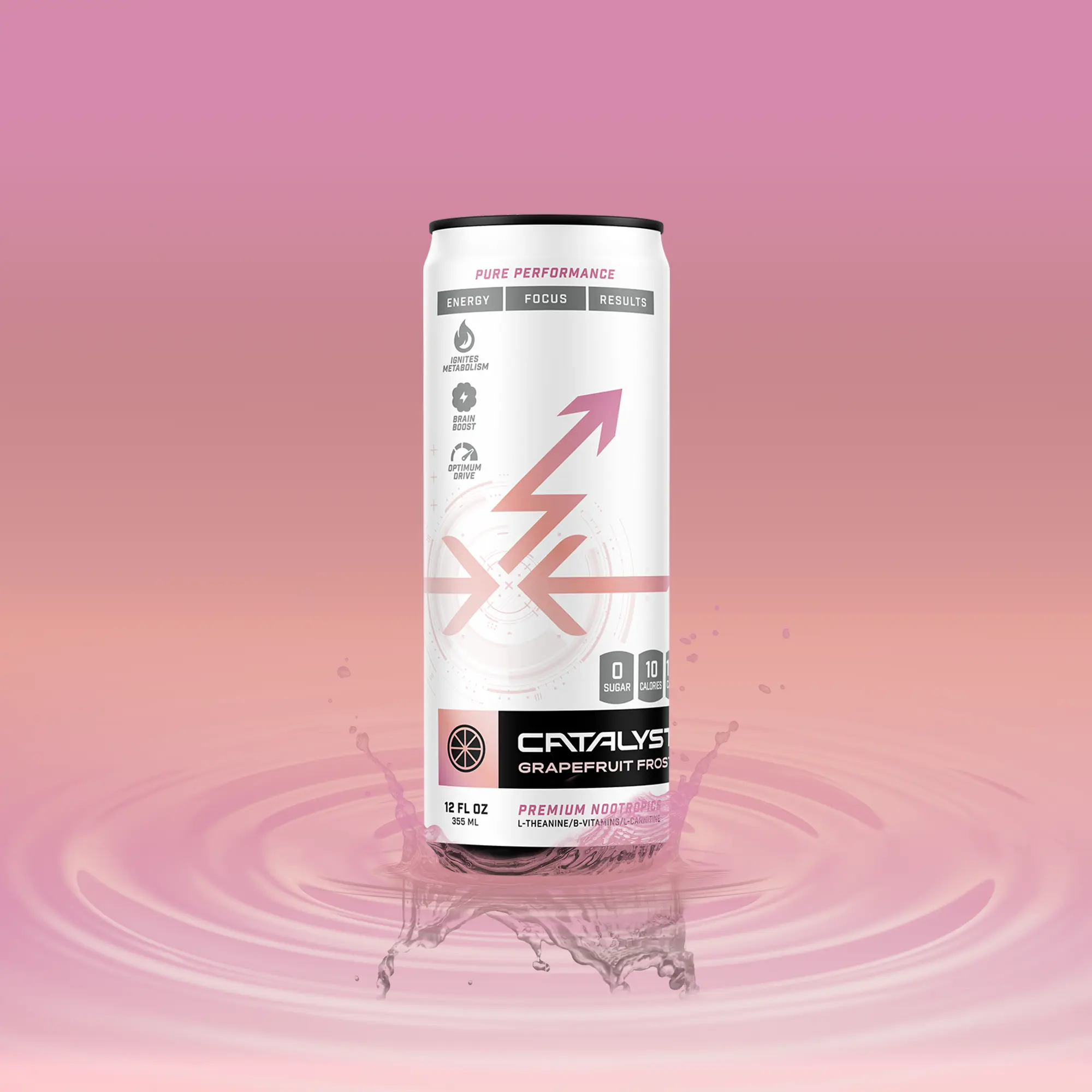 Catalyst Grapefruit Frost Functional Energy Drink - Naturally sweetened with monk fruit and stevia