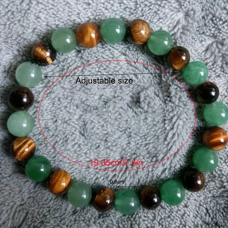 Tiger Eye Beaded Bracelet Bracelet -  Mysterious Wishing Power from the East - Fashion Accessory Adjustable Size Unisex