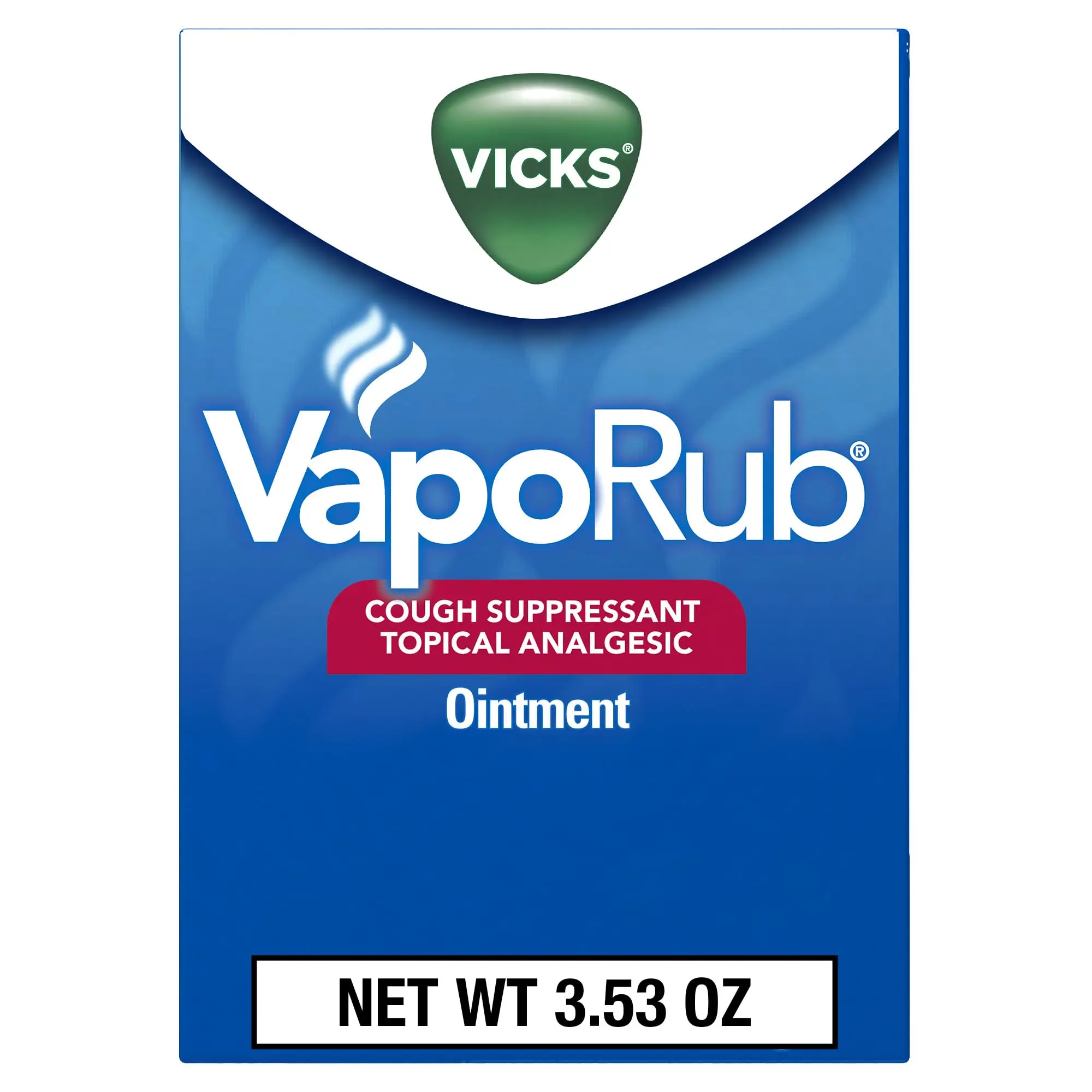 Vicks VapoRub Original Cough Suppressant Topical Analgesic Ointment 3.53 oz, Best used for relief from cold symptoms, aches, and pains