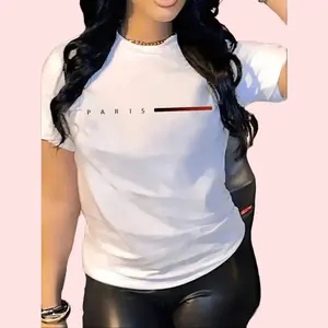 Women's Basic Graphic Short-Sleeve T-Shirt, Lady's Comfortable Crew Neck Cotton Blend Top, Soft Breathable Everyday Casual Streetwear for Spring and Summer with Trendy Letter Print