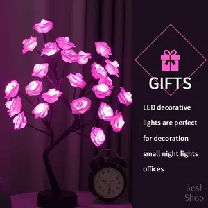Rose Tree Shaped USB Night Light, Summer Creative Design LED Light Decorative Table Lamp for Home Bedroom Birthday Festival Party, Home Decor, Room Decor