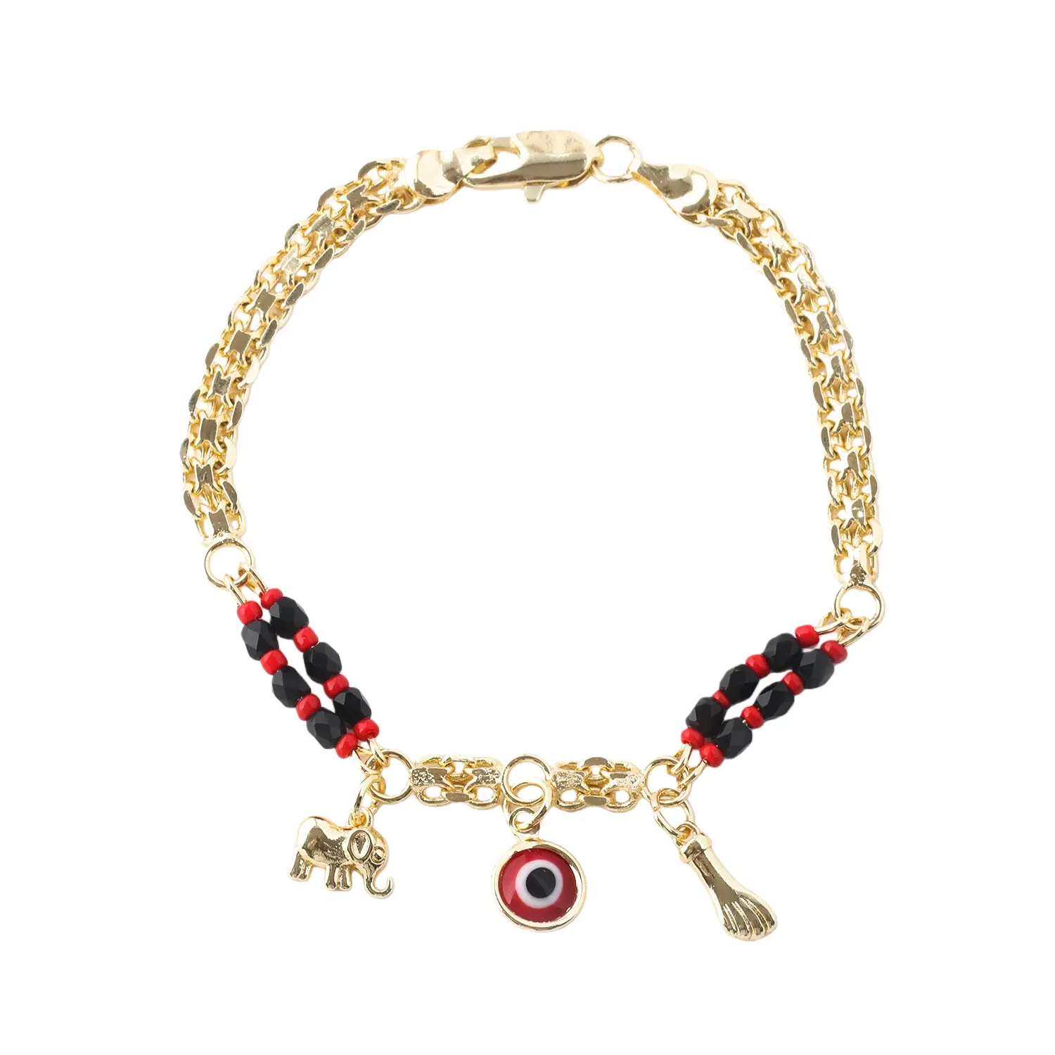 Trendytry 14K Gold Plated Evil Eye Elephant Bracelet Waterproof Hypoallergenic Fashionable Lucky Charm Bracelet for Women